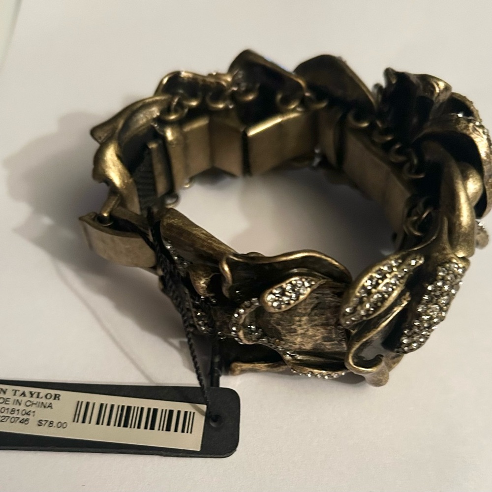 Ann Taylor Antique Gold Floral Crystal Bracelet - Picture 4 of 6